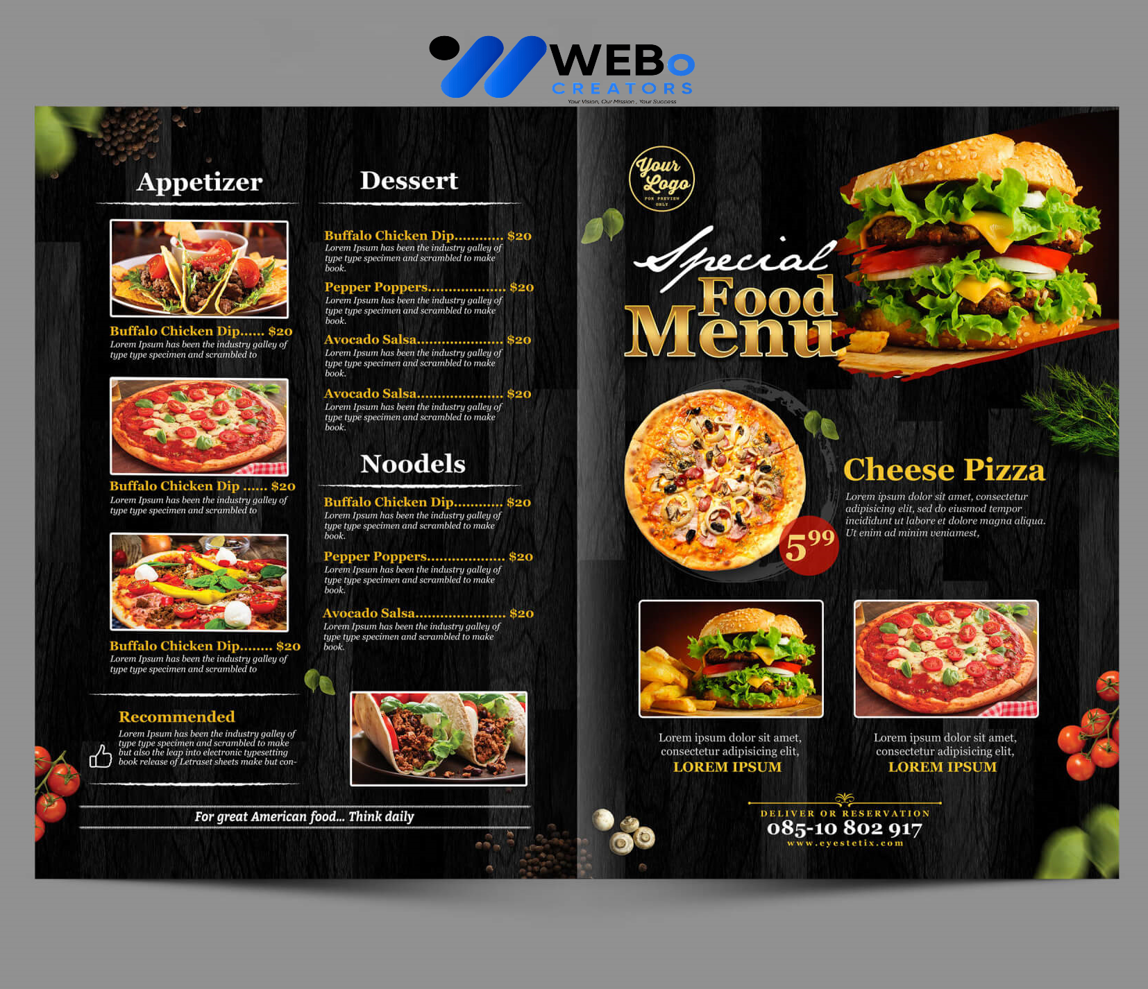 Modern restaurant menu design Melbourne, VIC 2026 café menu layout food branding design services